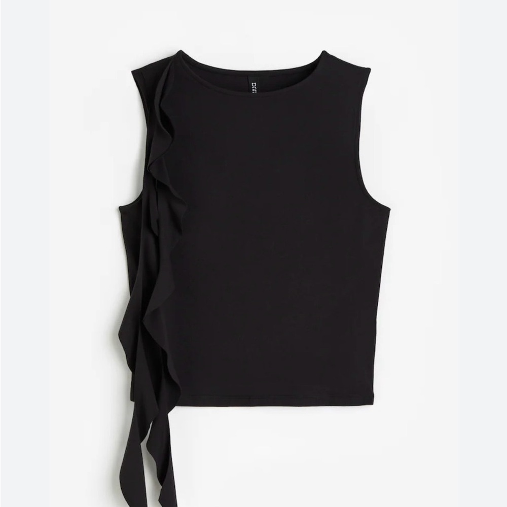 H&M Divided Women’s Black Sleeveless Ruffle Top Size Medium